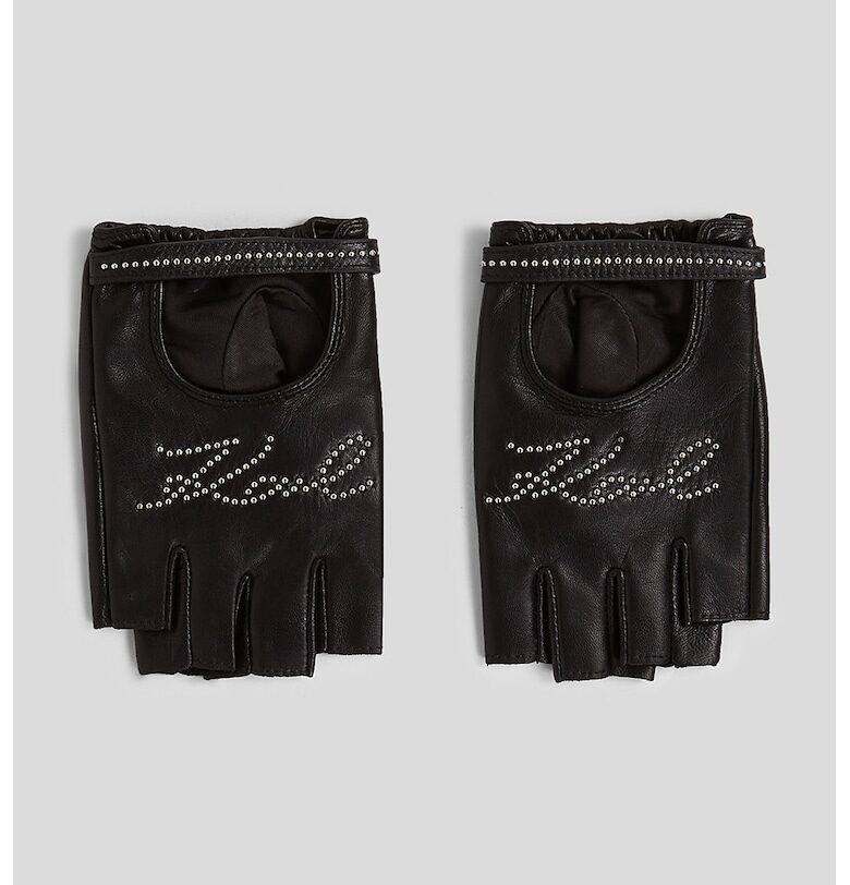 Кожени ръкавици без пръсти - Черен Karl Lagerfeld