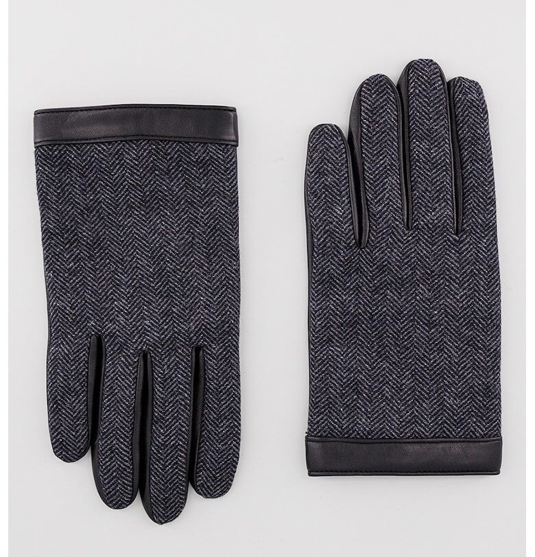 Кожени ръкавици с капси - Черен/Tъмносив BOSS