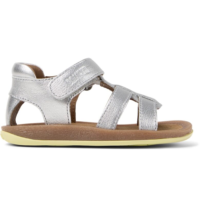 Кожени сандали Bicho Bicho с велкро - Сребрист Camper