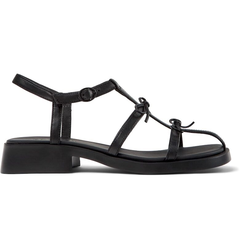 Кожени сандали Dana с панделки - Черен Camper