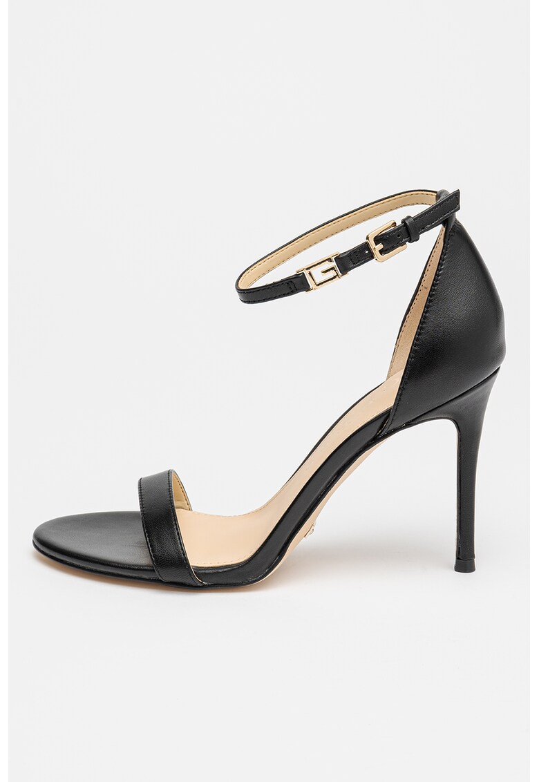 Кожени сандали Kabail с каишка на глезена - Черен GUESS