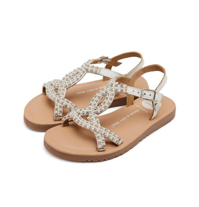 Кожени сандали Komensky с декоративни камъни - Бял Gioseppo