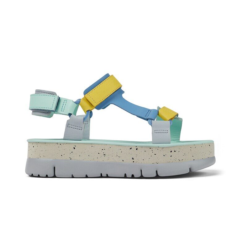 Кожени сандали Ortuga с велкро - Жълт/Син/Ментово зелено Camper