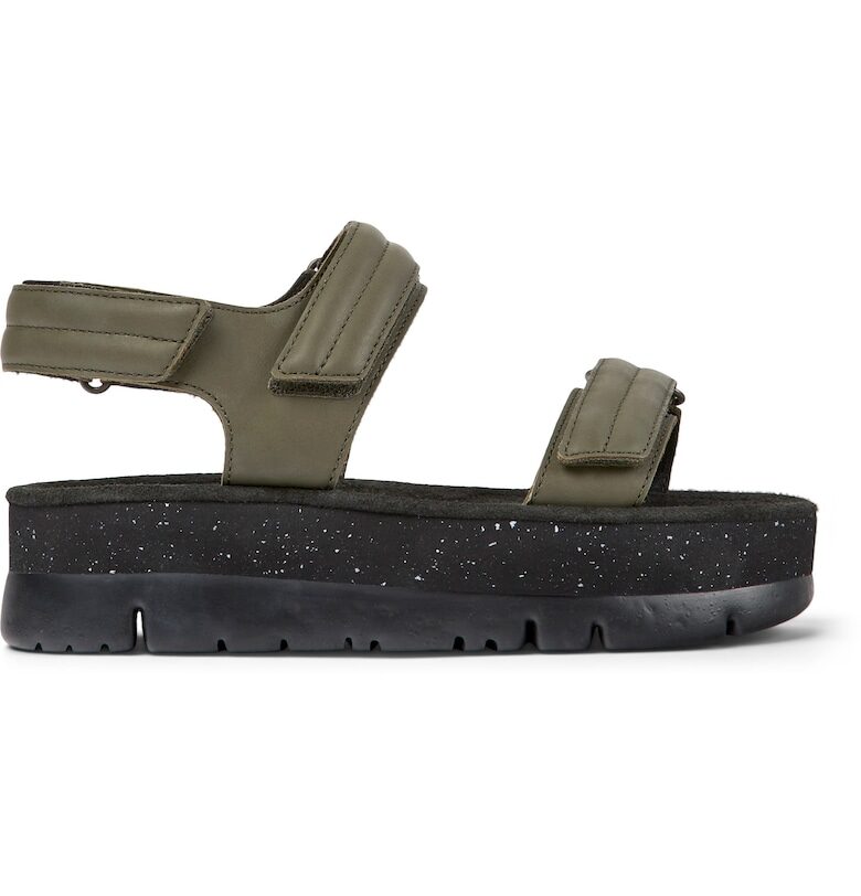 Кожени сандали Oruga Up 27419 с равна платформа - Зелен Camper