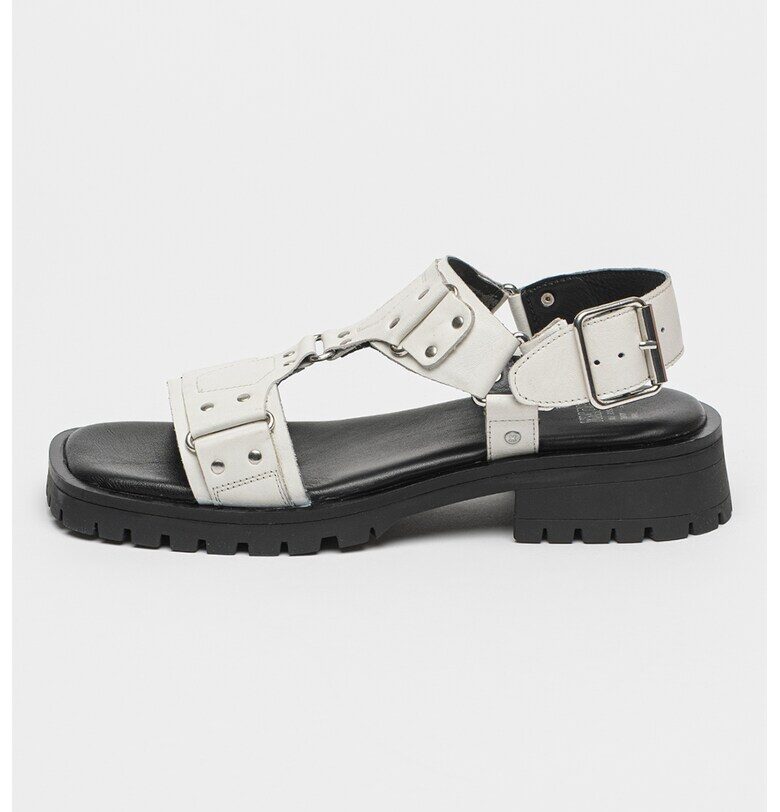 Кожени сандали Rac-Quel с масивен ток - Мръснобял Bronx