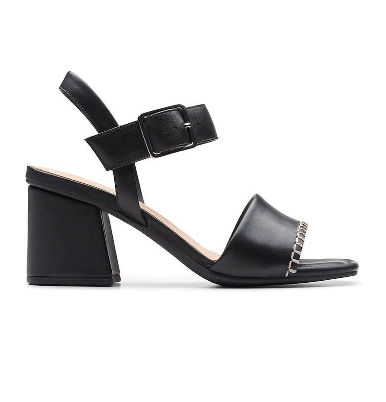 Кожени сандали Siara с масивен ток - Черен Clarks