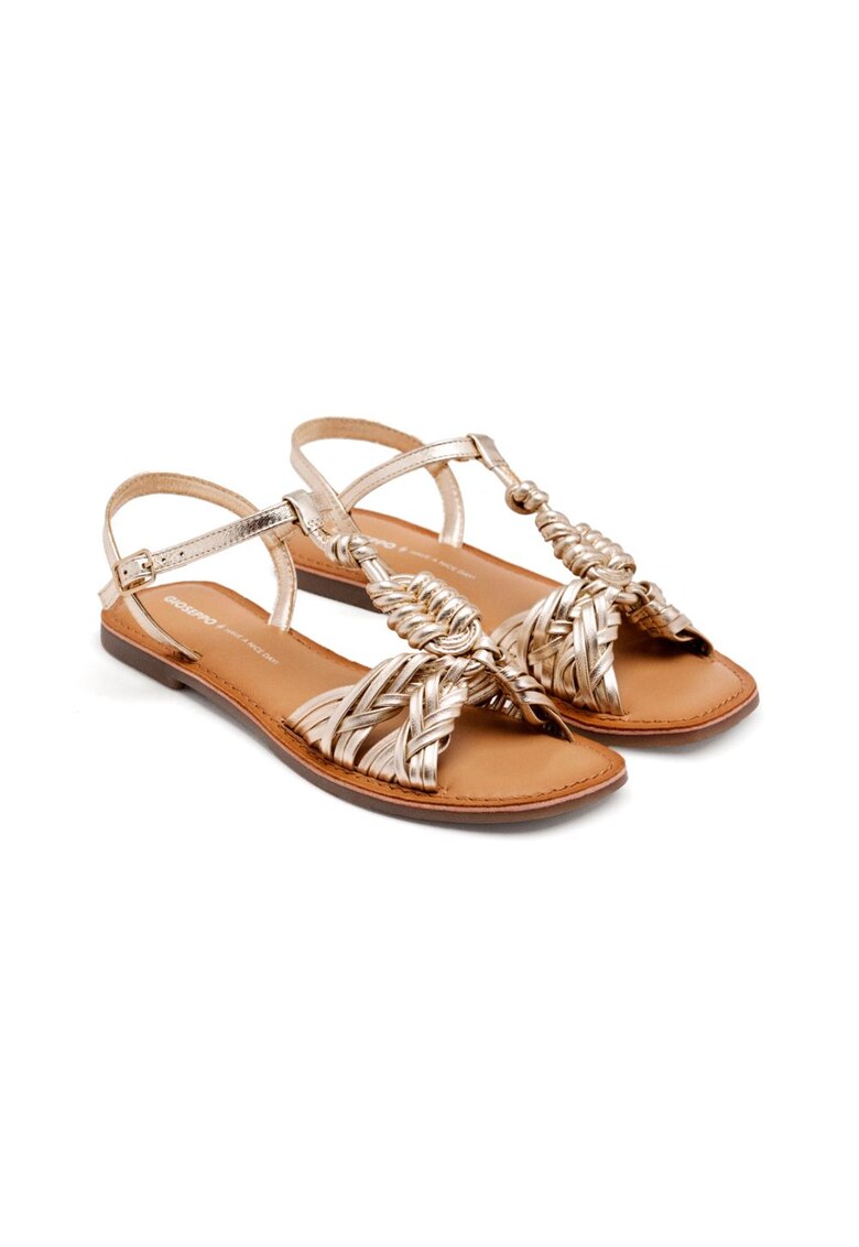 Кожени сандали Walden със сплетени презрамки - Златист Gioseppo