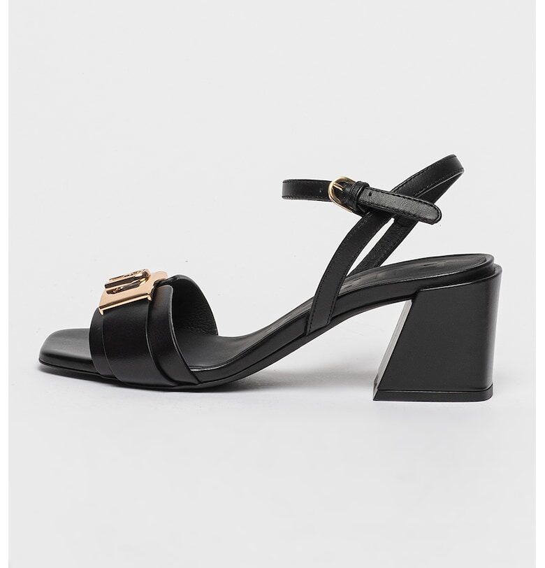 Кожени сандали Zoe с масивен ток - Черен Furla