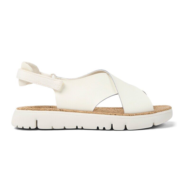 Кожени сандали с велкро - Бял Camper