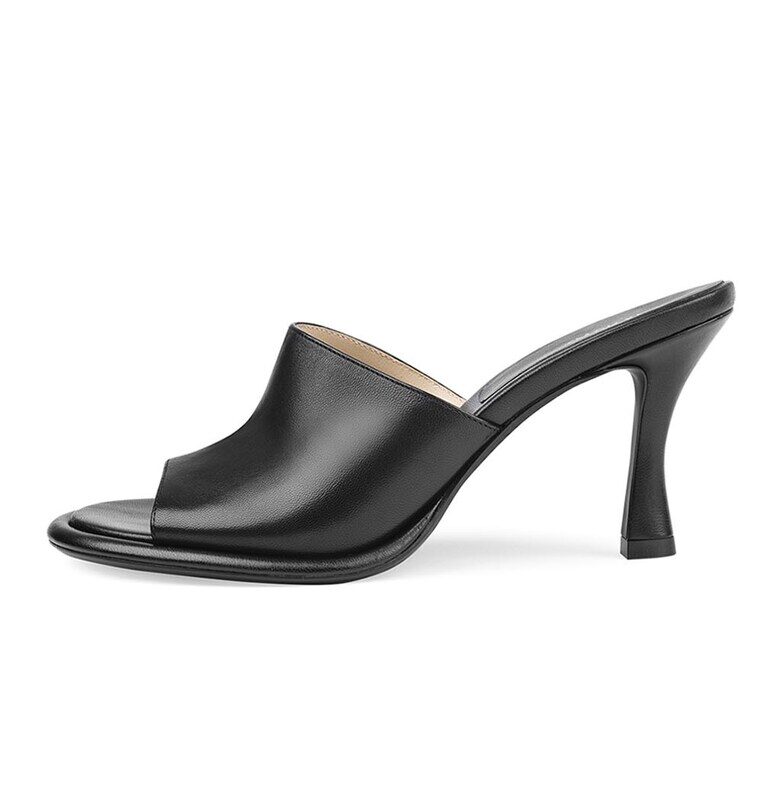 Кожени сандали с лесно обуване - Черен Potamy