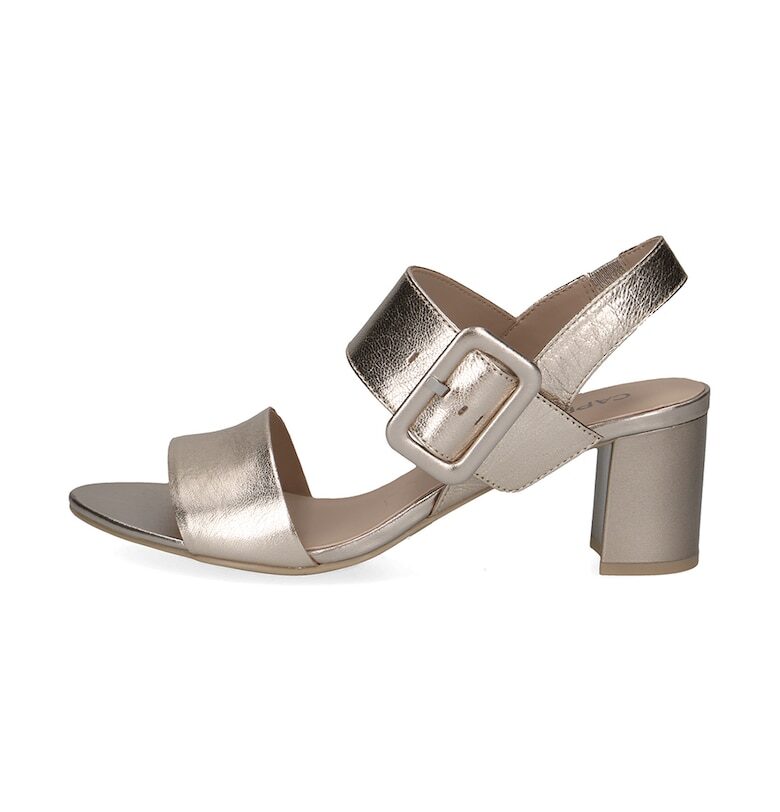 Кожени сандали с масивен ток - Златист Caprice