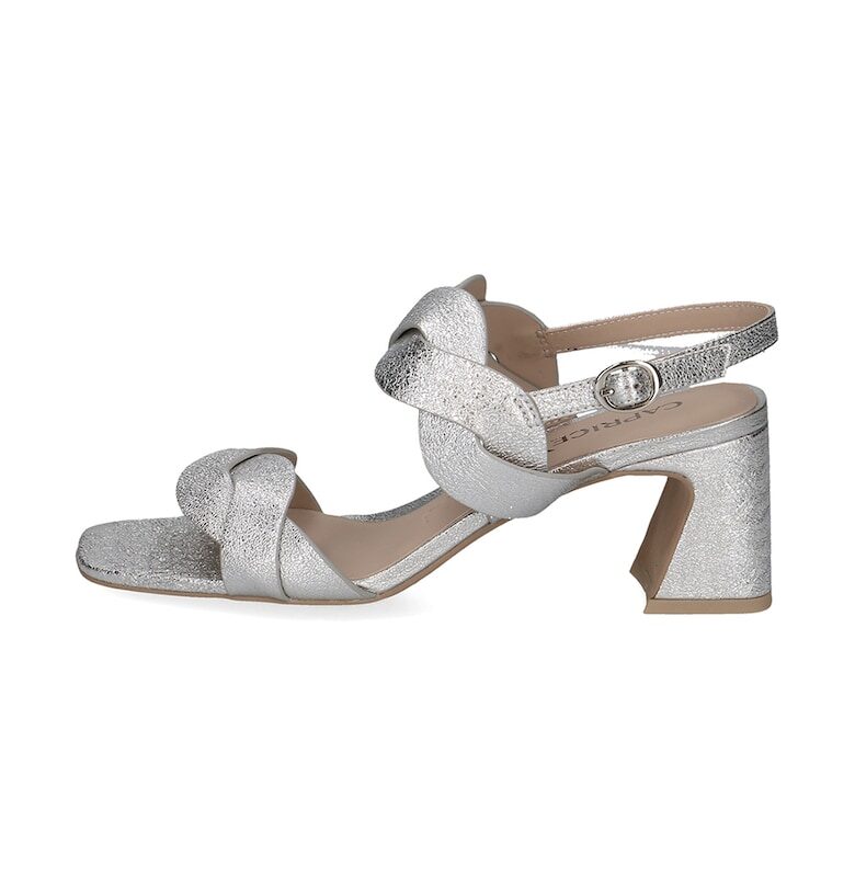 Кожени сандали с масивен ток - Сребрист Caprice