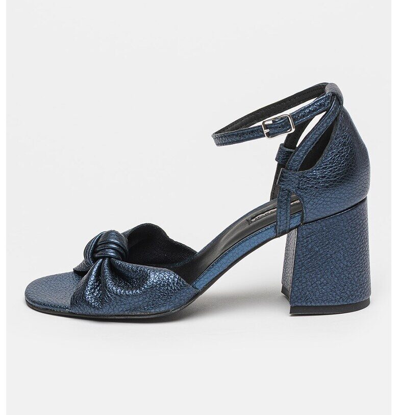 Кожени сандали с масивен ток и брокат - Черен Mihaela Glavan