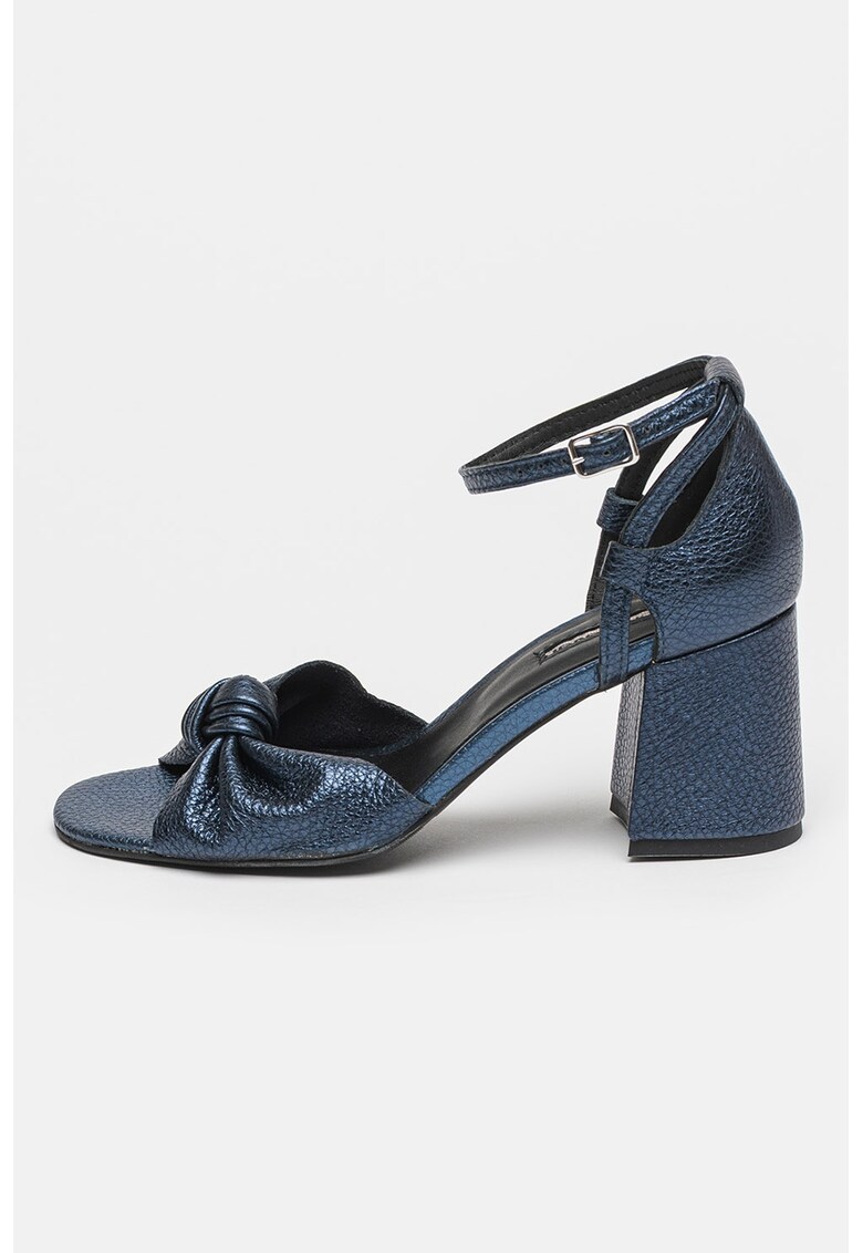 Кожени сандали с масивен ток и брокат - Черен Mihaela Glavan