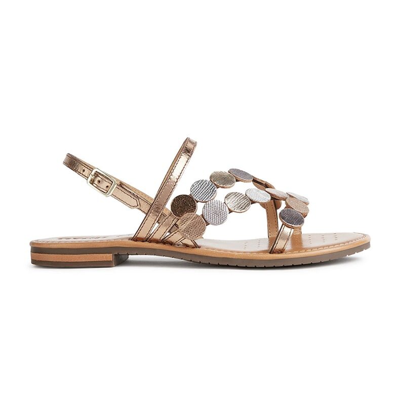 Кожени сандали с метализиран ефект - Бронз Geox