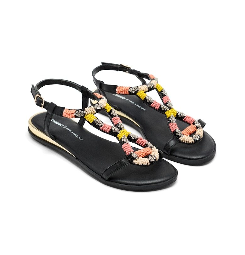 Кожени сандали с мъниста и декоративни камъни - Многоцветен Gioseppo