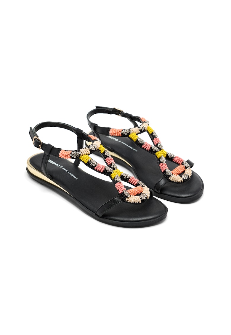 Кожени сандали с мъниста и декоративни камъни - Многоцветен Gioseppo