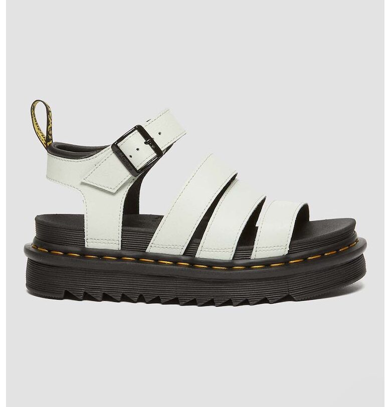 Кожени сандали с равна платформа - Бледозелен Dr Martens