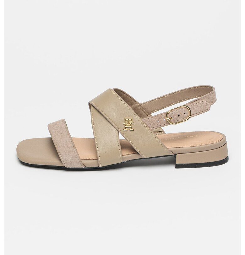 Кожени сандали с тока - Сиво-кафяв Tommy Hilfiger