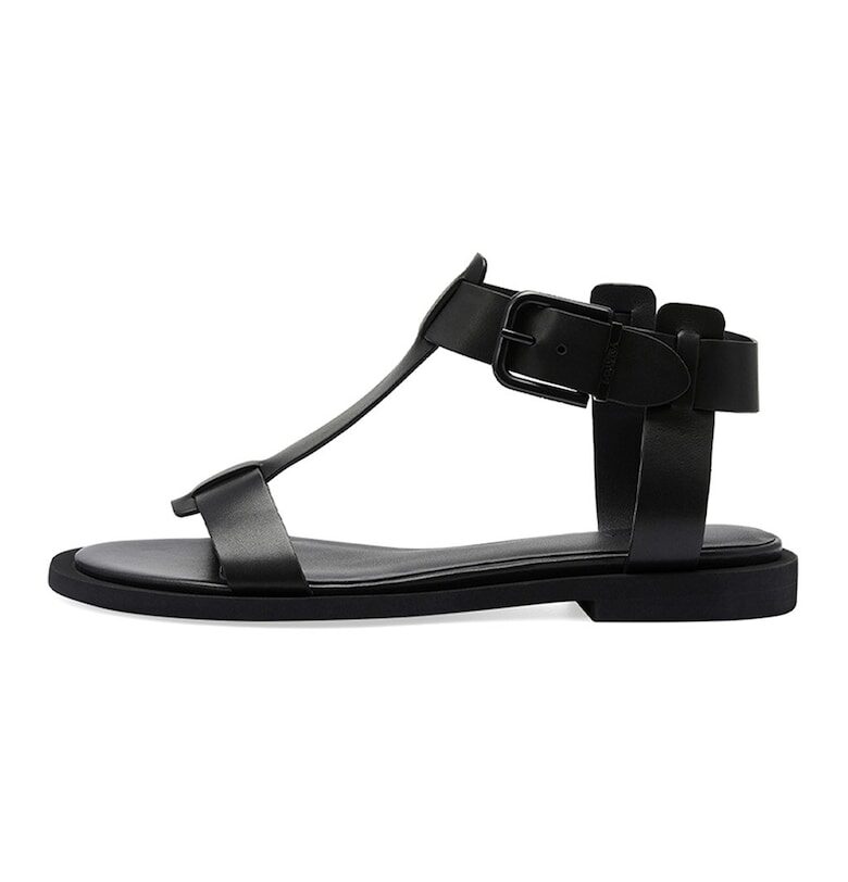 Кожени сандали с тока - Черен Potamy