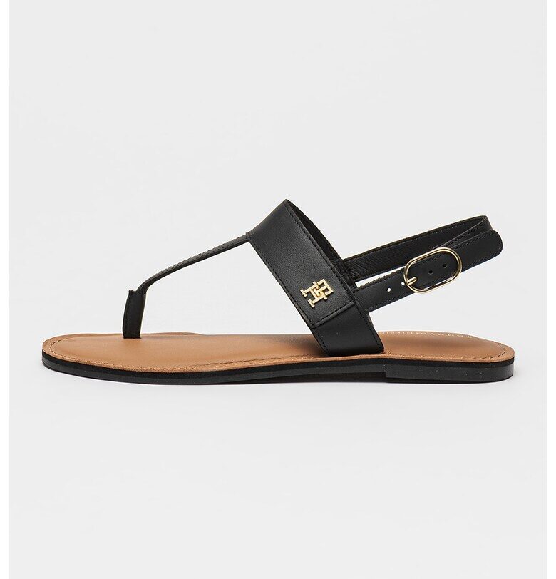 Кожени сандали с тока - Черен Tommy Hilfiger