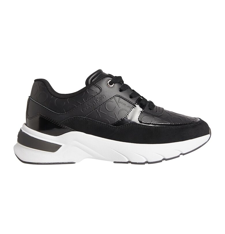 Кожени скосени спортни обувки - Черен CALVIN KLEIN
