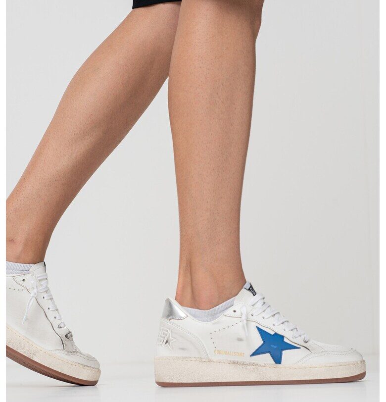 Кожени спортни обувки Ballstar 2 със захабен ефект - Бял GOLDEN GOOSE