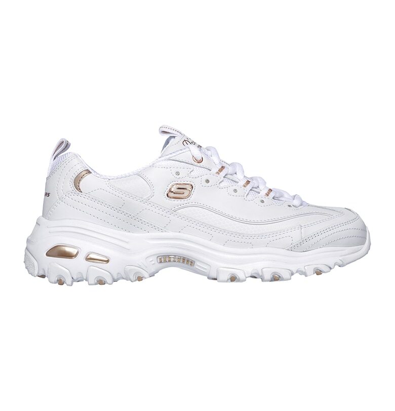 Кожени спортни обувки D'Lites Fresh Start с лого - Бял/Златист Skechers