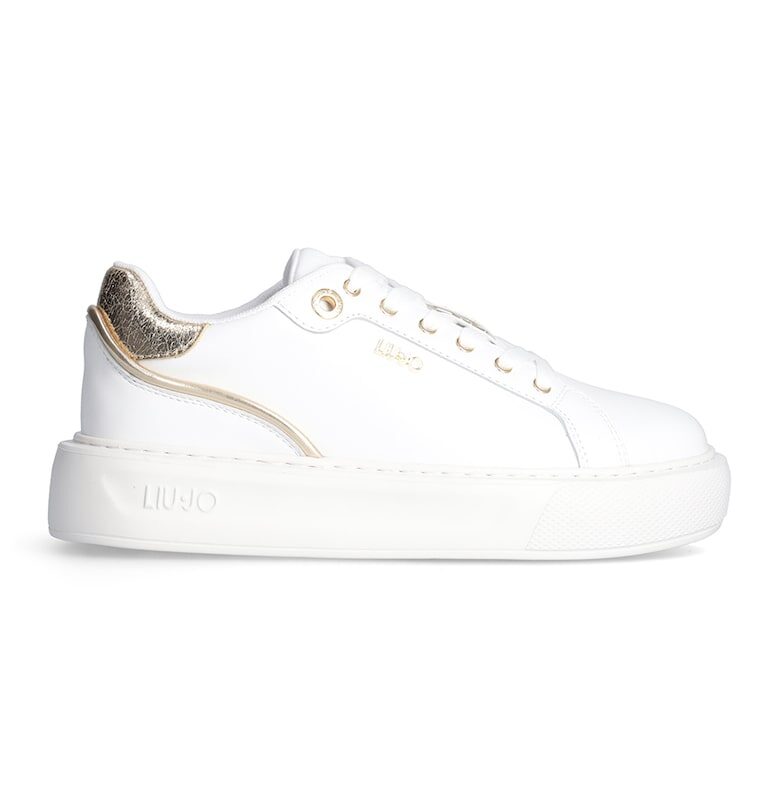 Кожени спортни обувки Kylie 27 с контрасти - Бял/Златист Liu Jo