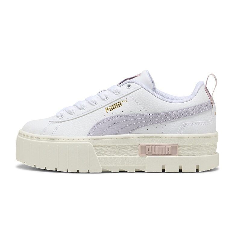 Кожени спортни обувки Mayze със синтетика - Бял/Лилав Puma