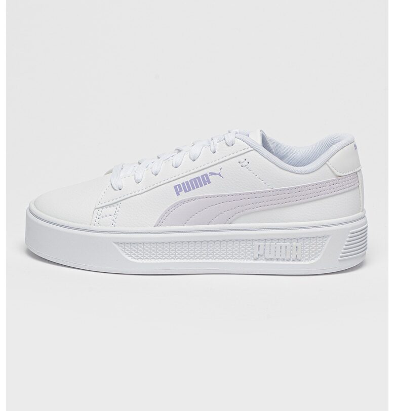 Кожени спортни обувки Smash с еко кожа - Лилав/Бял Puma