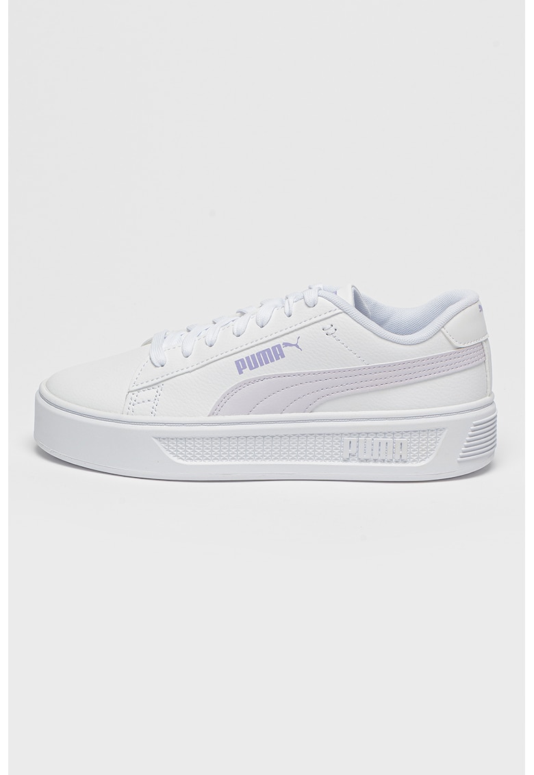 Кожени спортни обувки Smash с еко кожа - Лилав/Бял Puma
