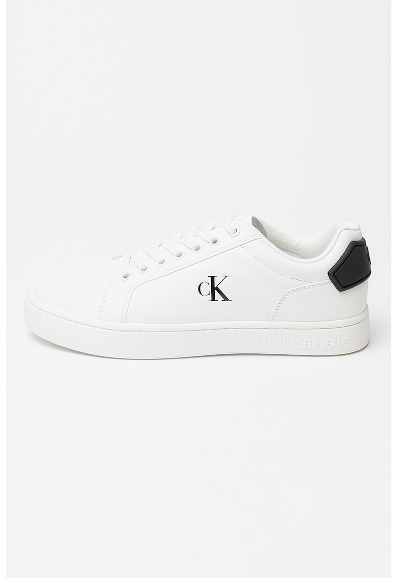 Кожени спортни обувки - Избеляло черно/Бял CALVIN KLEIN JEANS