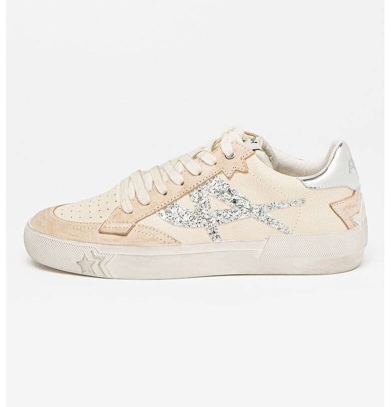 Кожени спортни обувки с брокат - Тъмнобежово/Сребрист ASH