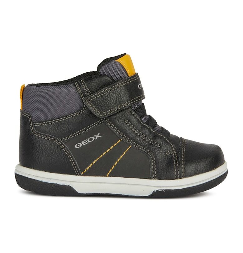 Кожени спортни обувки с велрко - Черен/Жълт Geox