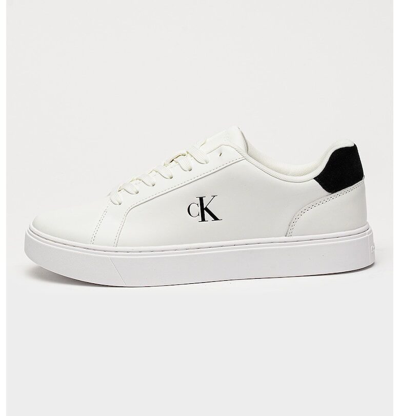 Кожени спортни обувки с велур - Бял CALVIN KLEIN JEANS
