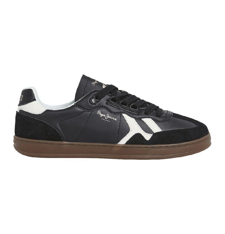 Кожени спортни обувки с велур - Бял/Черен Pepe Jeans London