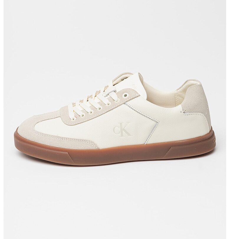 Кожени спортни обувки с велур - Карамел/Крем CALVIN KLEIN