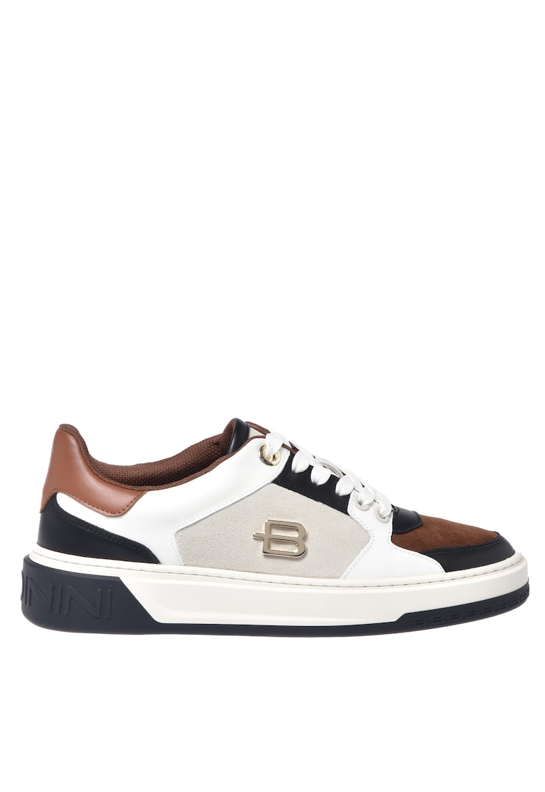 Кожени спортни обувки с велур - Черен Baldinini