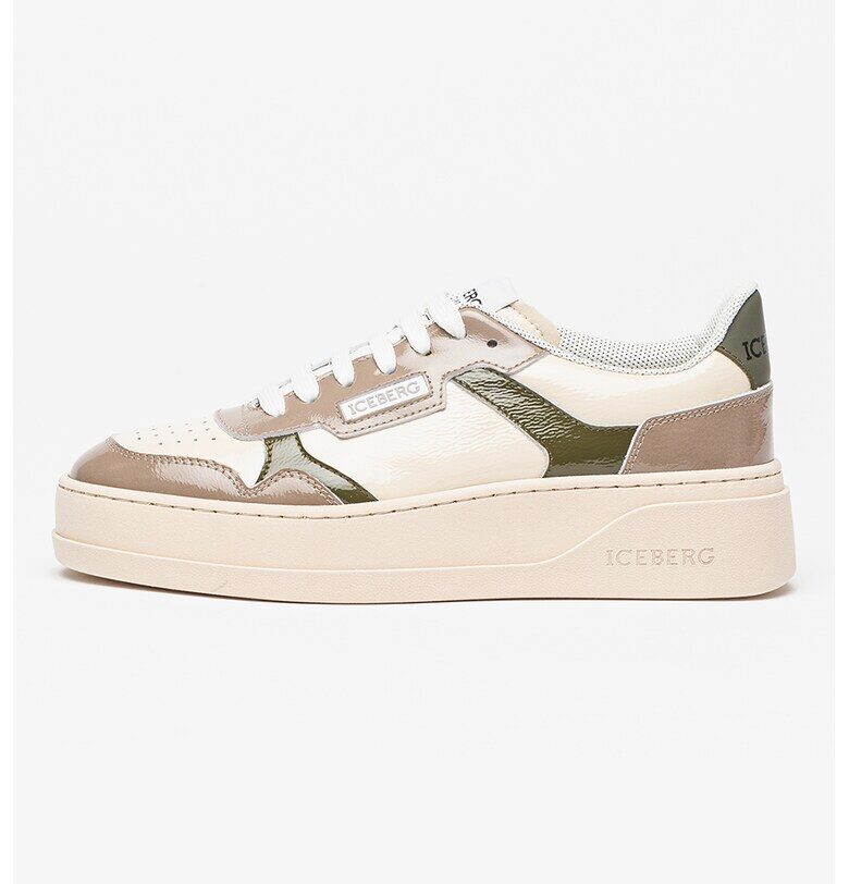 Кожени спортни обувки с връзки - Бежов/Сиво-бежов Iceberg