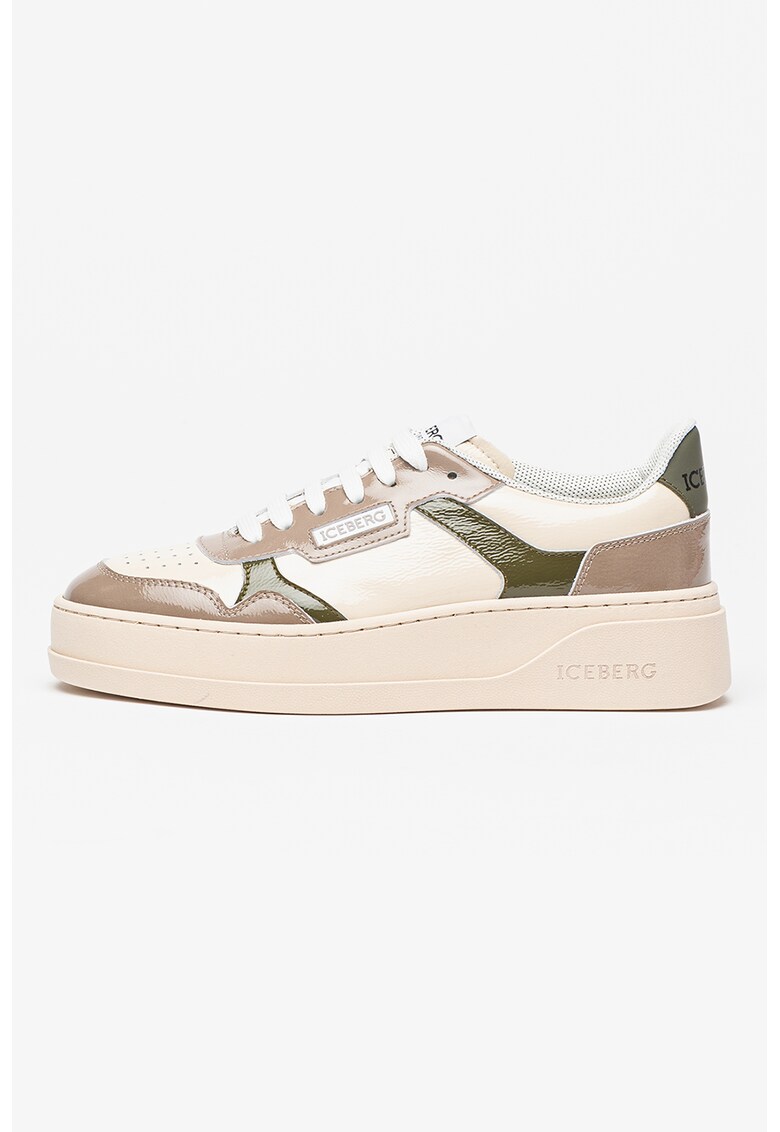 Кожени спортни обувки с връзки - Бежов/Сиво-бежов Iceberg
