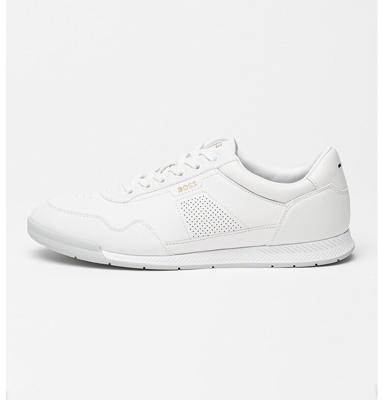 Кожени спортни обувки с връзки - Бял BOSS