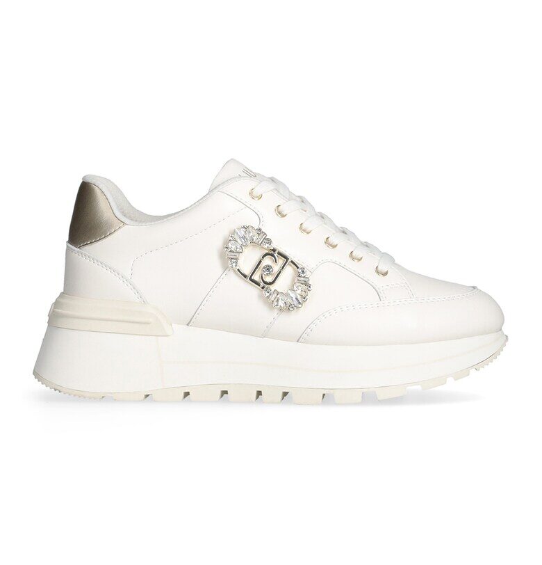 Кожени спортни обувки с декоративни камъни - Златист/Слонова кост Liu Jo