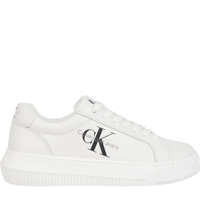 Кожени спортни обувки с лого - Бял CALVIN KLEIN JEANS