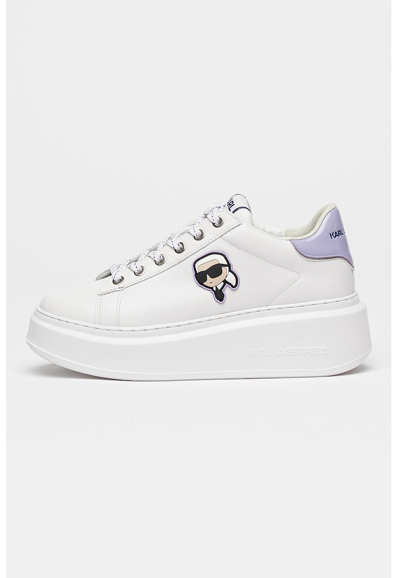 Кожени спортни обувки с лого - Бял/Лилав Karl Lagerfeld