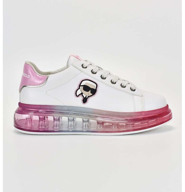 Кожени спортни обувки с лого - Бял/Розово Karl Lagerfeld