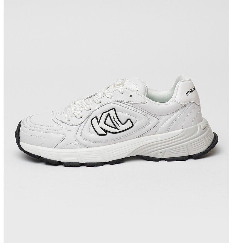 Кожени спортни обувки с лого - Бял/Черен/Бледо синьо Karl Lagerfeld