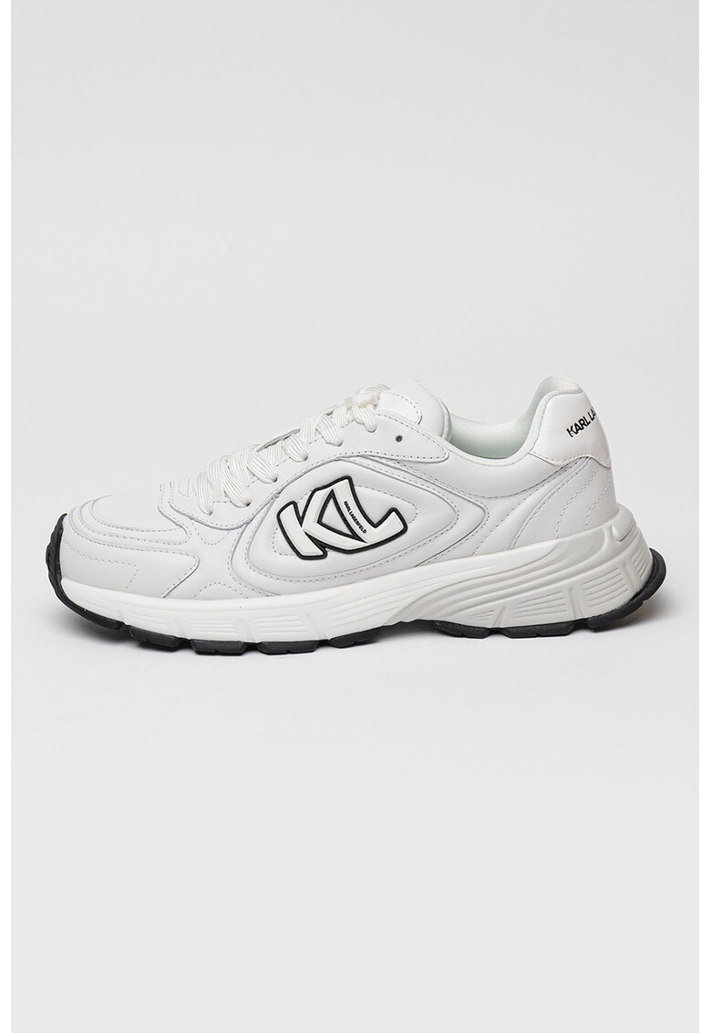 Кожени спортни обувки с лого - Бял/Черен/Бледо синьо Karl Lagerfeld