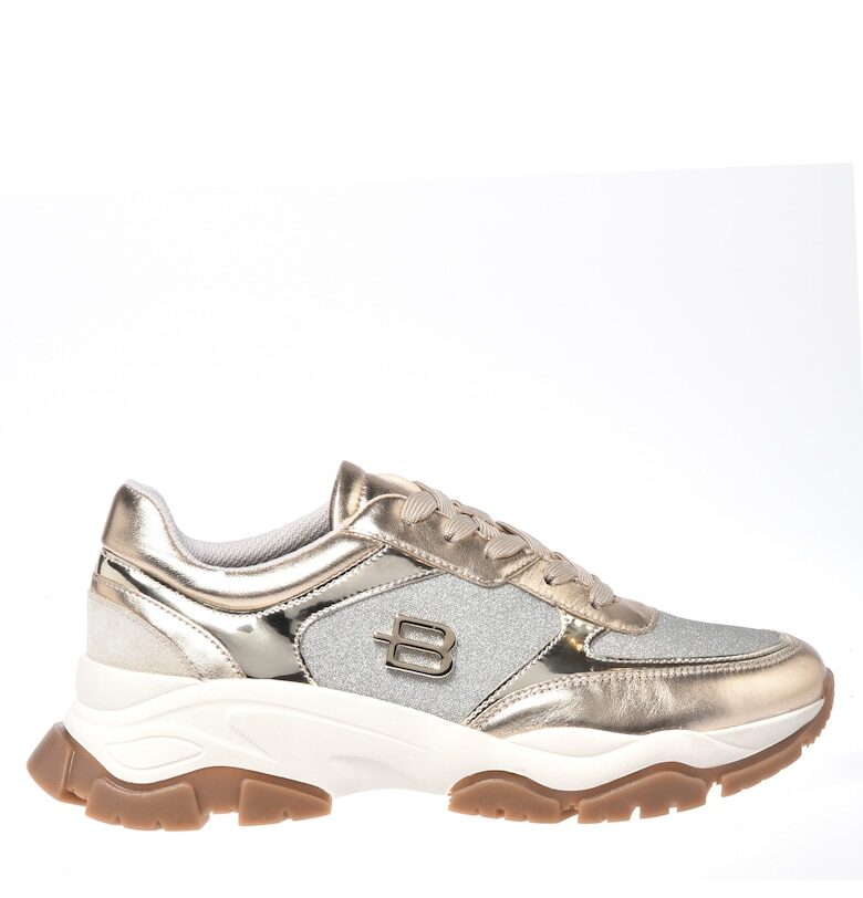 Кожени спортни обувки с лого - Златист Baldinini
