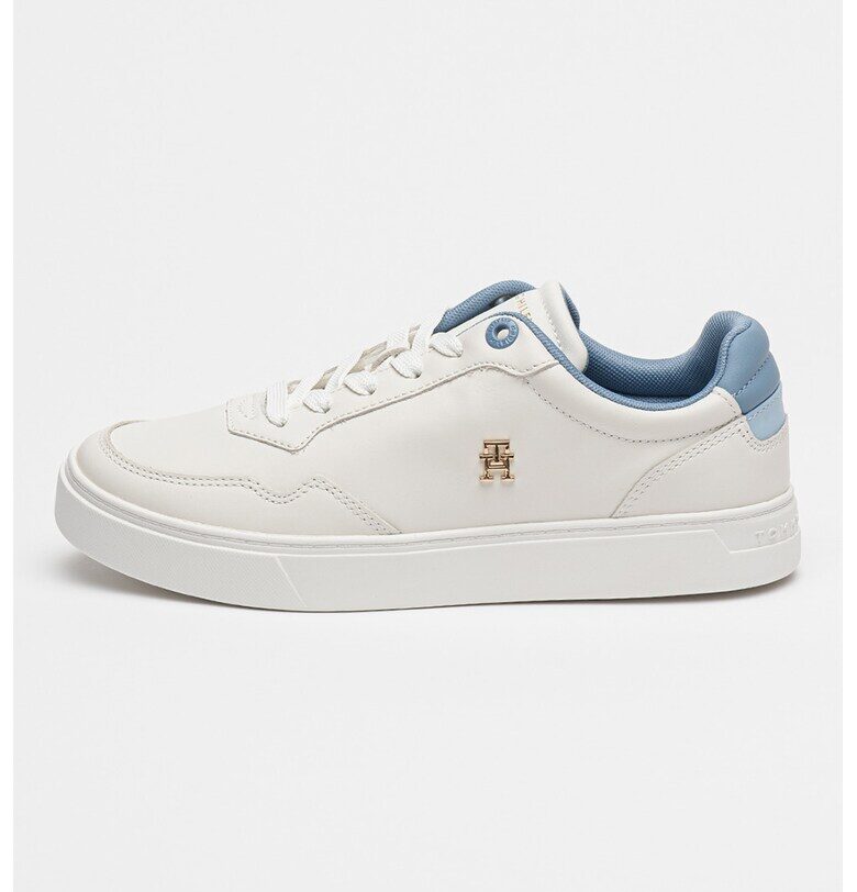Кожени спортни обувки с лого - Лавандула/Бял Tommy Hilfiger